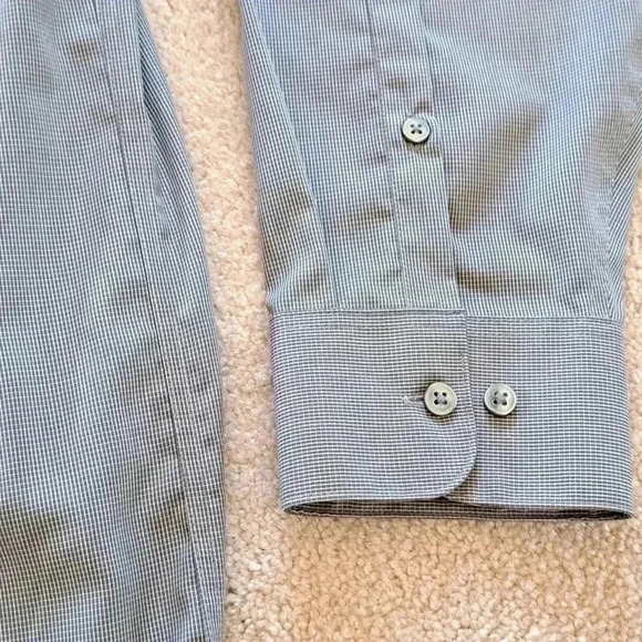 Calvin Klein Men's  Dress Shirt Grey Cotton 17 - 32/33 Micro Check Non Iron - Picture 6 of 12
